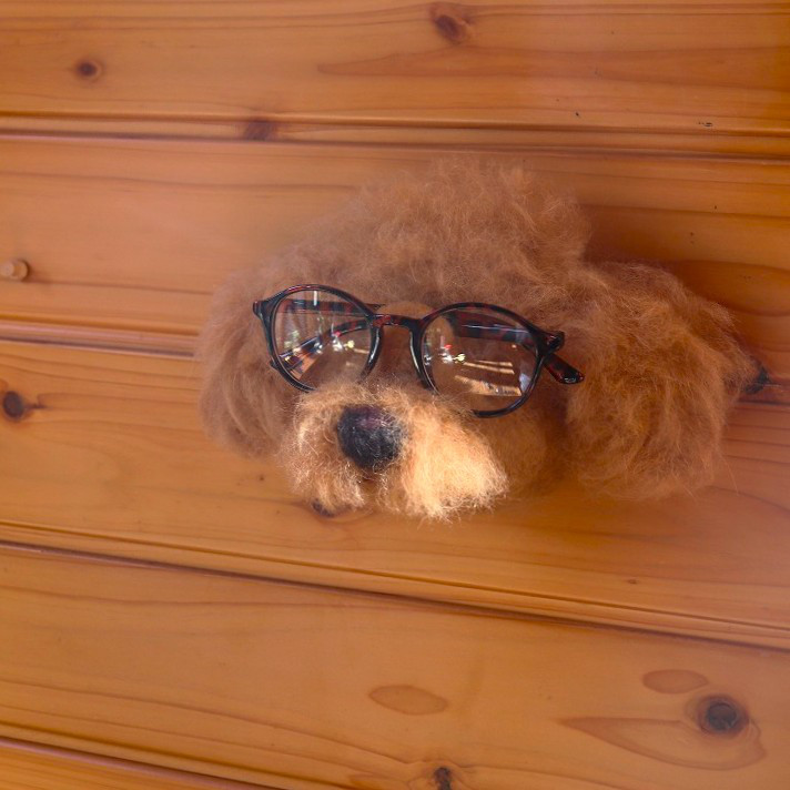 めがね掛け犬【プードル】壁掛け　たまり