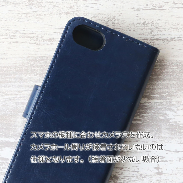 ほぼ全機種対応 iPhone15 スマホケース 14Pro/SE3/Xperia 高品質レザー 紺色 アンティーク 7枚目の画像