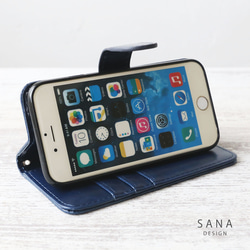ほぼ全機種対応 iPhone15 スマホケース 14Pro/SE3/Xperia 高品質レザー 紺色 アンティーク 5枚目の画像