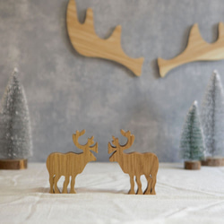 トナカイ オブジェ オーク材｜ 木製 クリスマス 飾り オブジェ 置物