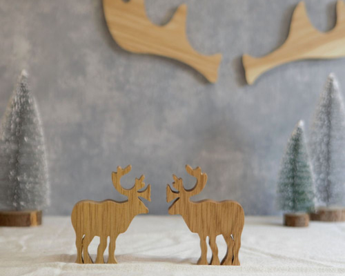 トナカイ オブジェ オーク材｜ 木製 クリスマス 飾り オブジェ
