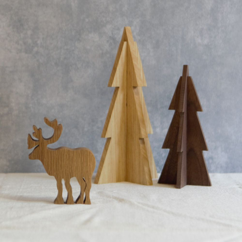 トナカイ オブジェ オーク材｜ 木製 クリスマス 飾り オブジェ