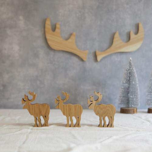 トナカイ オブジェ オーク材｜ 木製 クリスマス 飾り オブジェ 置物