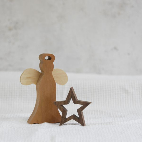 天使×星 セット｜全3種類 クリスマス スター 木製 オブジェ