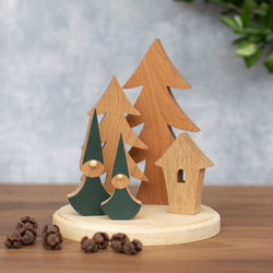 クリスマス オブジェ セット Ａ｜置物 ツリー トムテ 妖精 木製 ハウス 小屋 雑貨 ナチュラル 冬 無垢 4枚目の画像