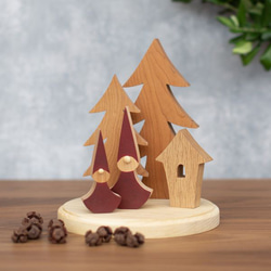 クリスマス オブジェ セット Ａ｜置物 ツリー トムテ 妖精 木製 ハウス 小屋 雑貨 ナチュラル 冬 無垢 5枚目の画像