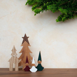 クリスマス オブジェ セット Ａ｜置物 ツリー トムテ 妖精 木製 ハウス 小屋 雑貨 ナチュラル 冬 無垢 12枚目の画像