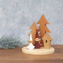 クリスマス オブジェ セット Ａ｜置物 ツリー トムテ 妖精 木製 ハウス 小屋 雑貨 ナチュラル 冬 無垢 6枚目の画像