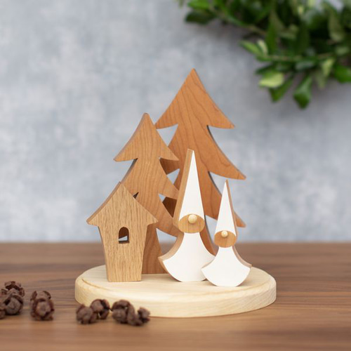 クリスマス オブジェ セット A｜置物 ツリー トムテ 妖精 木製 ハウス