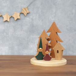 クリスマス オブジェ セット Ａ｜置物 ツリー トムテ 妖精 木製 ハウス 小屋 雑貨 ナチュラル 冬 無垢 7枚目の画像