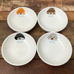 新作】トイプードル 豆皿 4色☆ 小皿 しょうゆ皿 薬味 珍味 おやつ皿
