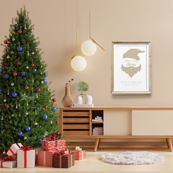 くすみカラー クリスマスポスター【サンタ】 Xmas Christmas デコレーション 韓国っぽ ベージュ モノトーン 3枚目の画像