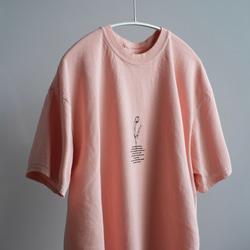 復古輪廓短袖T卹/TULIP/煙粉色 第1張的照片