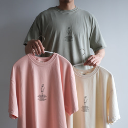 復古輪廓短袖T卹/TULIP/煙粉色 第10張的照片
