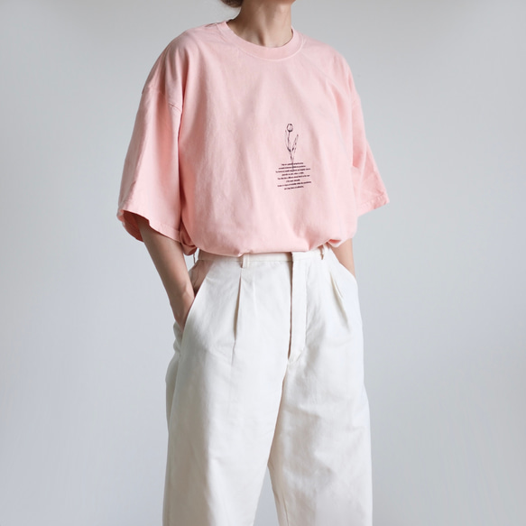 ヴィンテージライク オーバーシルエット半袖Tシャツ / TULIP / スモークピンク 6枚目の画像