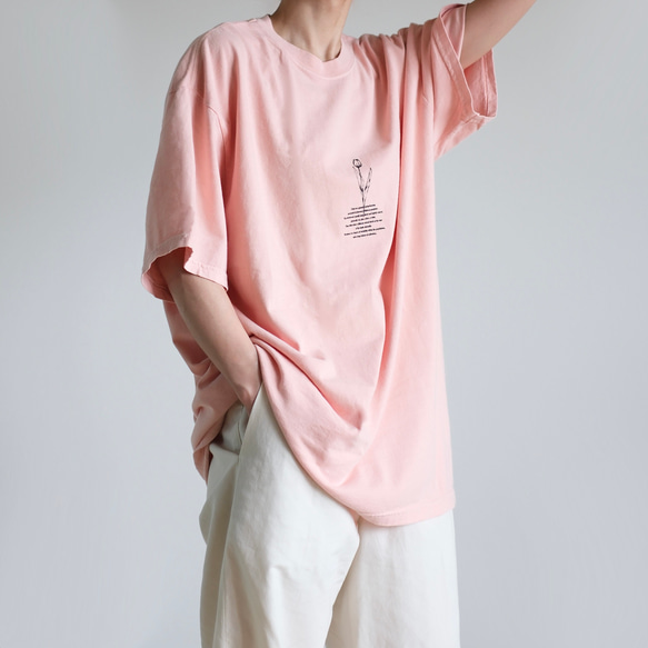 復古輪廓短袖T卹/TULIP/煙粉色 第7張的照片