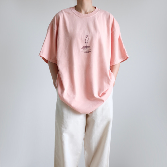 ヴィンテージライク オーバーシルエット半袖Tシャツ / TULIP / スモークピンク 8枚目の画像