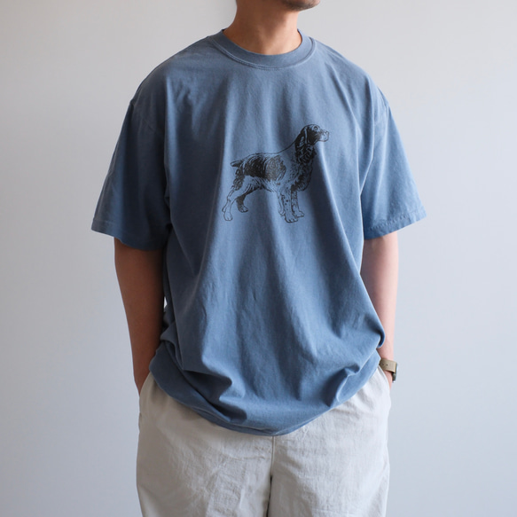 ヴィンテージライク オーバーシルエット半袖Tシャツ / DOG / スモークブルー 1枚目の画像