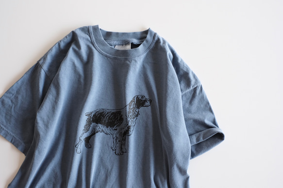 ヴィンテージライク オーバーシルエット半袖Tシャツ / DOG / スモークブルー 3枚目の画像