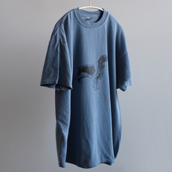 ヴィンテージライク オーバーシルエット半袖Tシャツ / DOG / スモークブルー 2枚目の画像