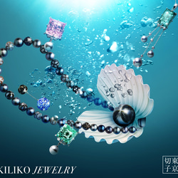 KILIKO JEWELRY(東京切子）ネックレス　麻乃葉　丸　Amethyst　+　黒蝶パール 4枚目の画像