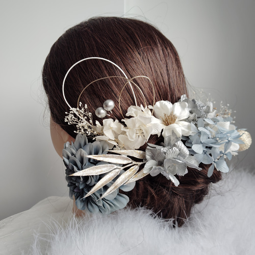 煌花＿＿水引と鞠玉の髪飾り 卒業式 成人式 結婚式 髪飾り 色打掛 振袖