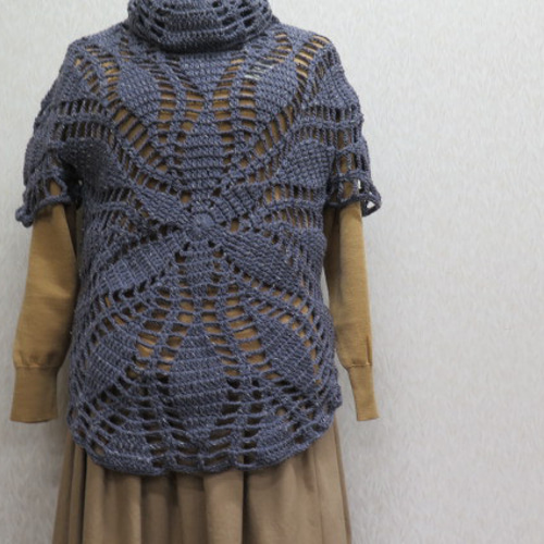 ハンドメイド　手編みのベスト　一点物 手編みニットベスト1点もの