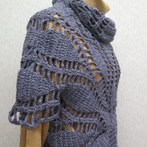☆クンスト編みのロングベスト一点もの・手編み！ハンドメイド 