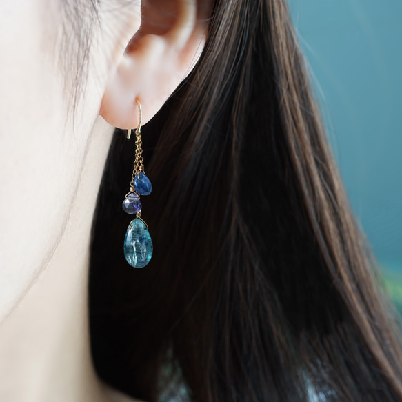 深海色彩 ★ 3 款 - 藍色寶石耳環 - 醫用不銹鋼 ~Deifilia 第3張的照片