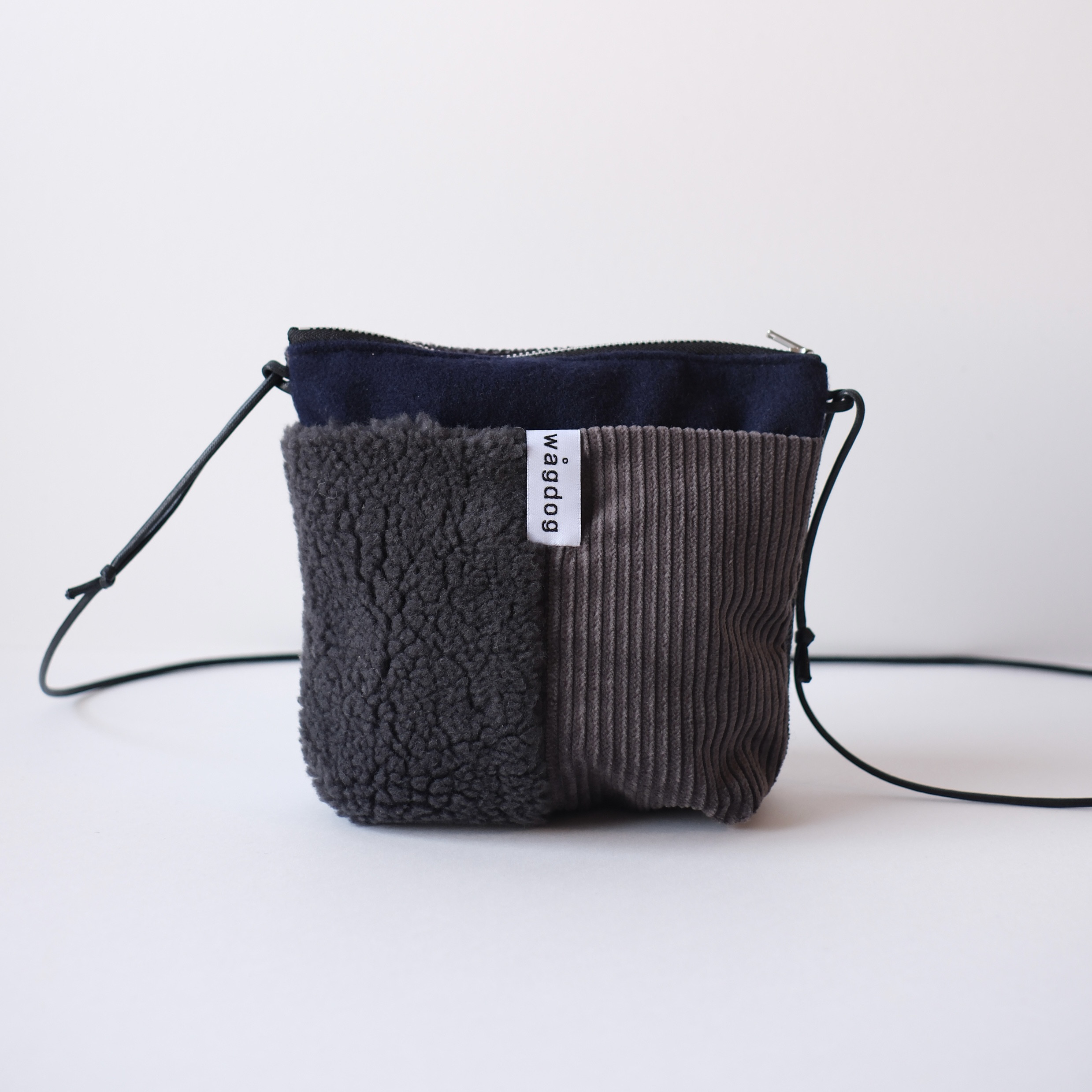 【Limited】冬素材パッチワーク・舟底ショルダーバッグ・ポシェット / ミックスカラー