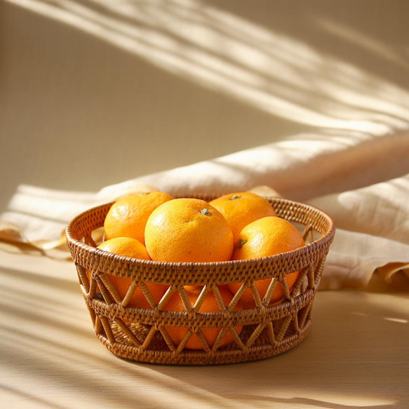小物 akasatana ◇翌日出荷◇ アタの透かし編みギザギザかご♪ ( みかんかご みかん
