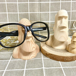 【KIJO】木製メガネホルダー-モアイ像 1枚目の画像