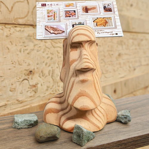 KIJO】木製カードホルダー ―モアイ像 その他インテリア雑貨 木城工坊
