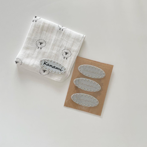 3枚セット お名前ワッペン】 ドット柄 名前シール お名前ワッペンと