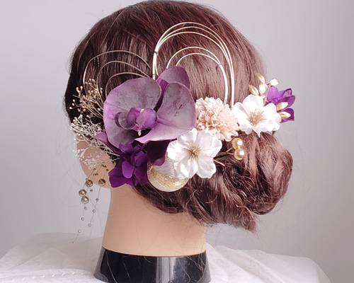 ❁︎nami様❁︎ 成人式 和装 髪飾り ヘッドドレス つまみ細工×帯重ね 髪飾り 成人式 結婚式 和装 Arenca つまみ細工 ゴールド