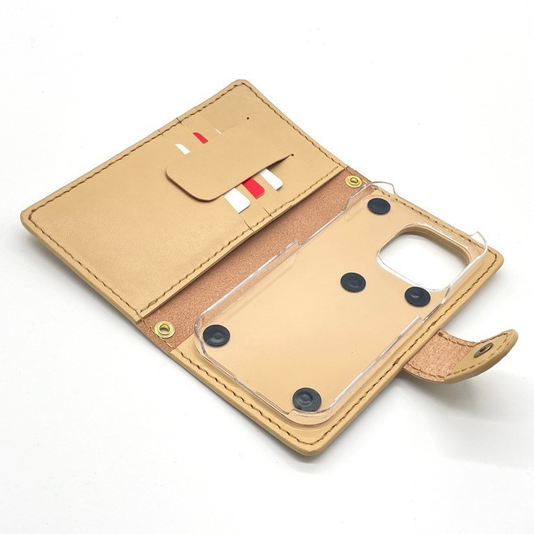 【22色から選べる・全機種対応・名入れ対応】ドット柄 水玉 革製手帳型スマホケース 栃木レザー iPhone galax