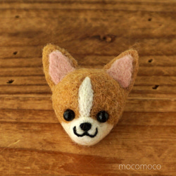 フェルティングバッチ・チワワ（スムース茶）☆あかころ☆羊毛フェルト