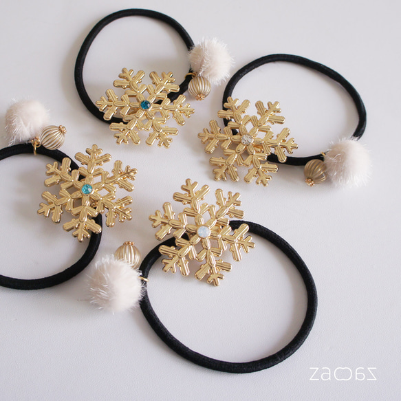 雪の結晶ヘアゴム ヘアゴム zaczac 通販 3047462｜Creema(クリーマ)
