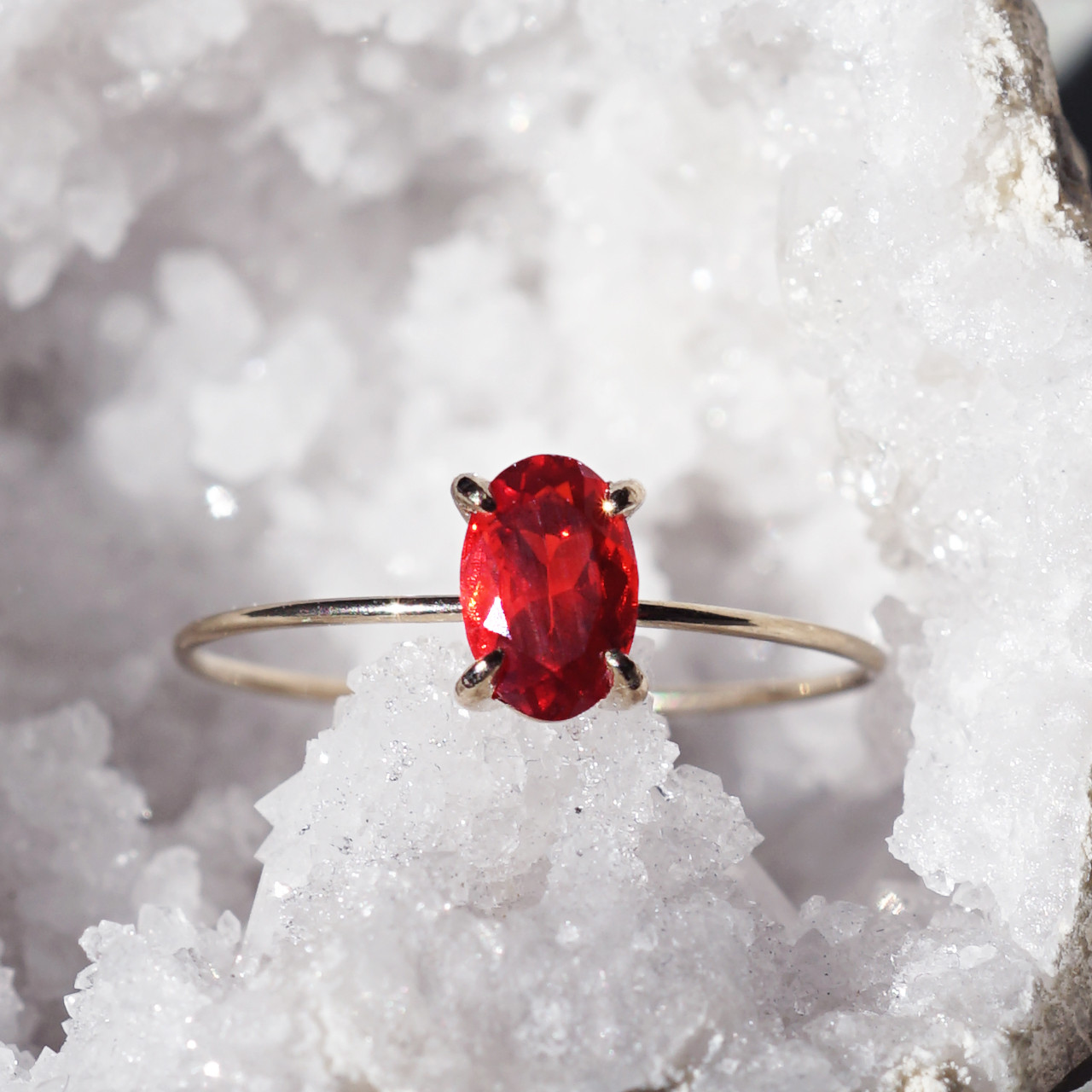 K10メキシカンファイアオパールのオーバルカットリング　～Eleonora