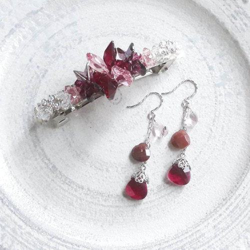 Xiang クリスタル グラデーション レッド アメジスト ヘアクリップ