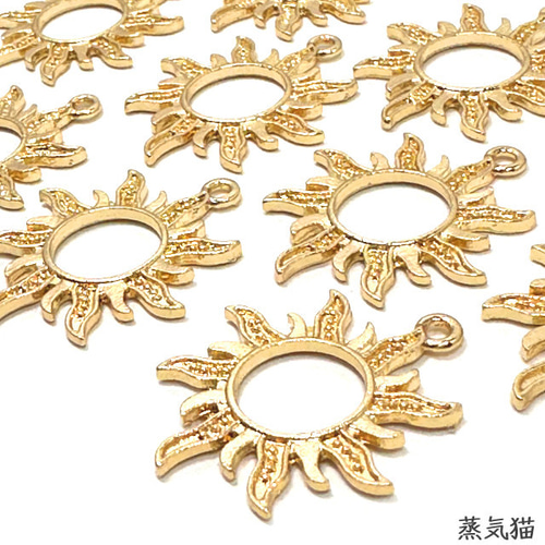 太陽 空枠チャーム ゴールド 10個【宇宙惑星 レジン枠 ピアス  