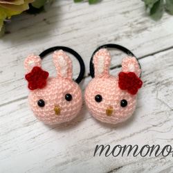 うさぎのヘアゴム（リボン_黄緑） ヘアゴム momonoki 通販 2255703