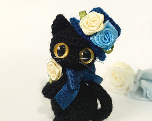 【3時のあなたページ】まんまる猫背の黒猫さんのあみぐるみ 3時のあなたページ】まんまる猫背の黒猫さんのあみぐるみ