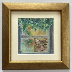 見上げる猫6（パステル画 原画） 絵画 にゃんずら 通販 9224044