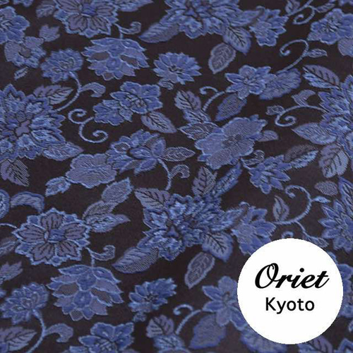 金襴 生地 布 華紋唐草 紺（無金）☆生地幅約33cm×長さ50cm