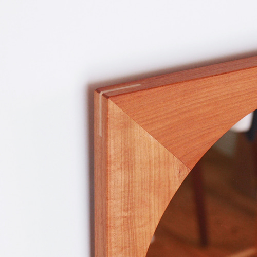 木製 鏡「四角に丸」桜材20 ミラー ドレッサー・ミラー・鏡台 木工 木