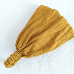 亞麻頭巾...芥末色...透明 第5張的照片