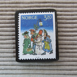 ノルウェー　クリスマス切手ブローチ1859 1枚目の画像