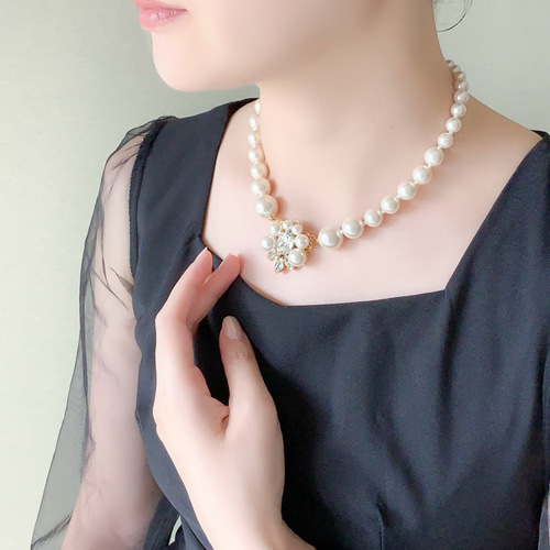 パールクリスタルネックレス/Ranunculus＜結婚式 七五三 卒業式 入学式  