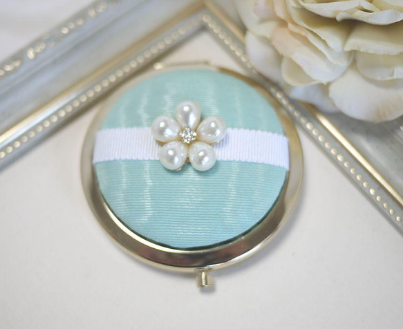 豐滿可愛珍珠花緊緻鏡（薄荷綠） 第2張的照片